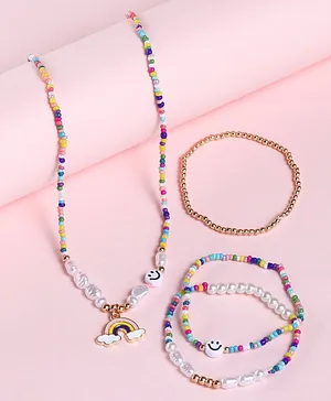 Babyhug  Rainbow Charm With  Bead Neck Piece & Bracelets - Multicolor