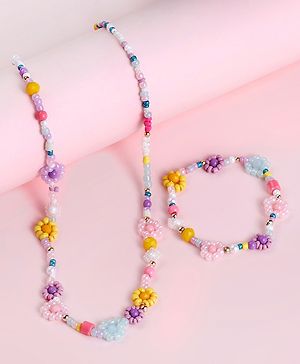 Babyhug  Flower Bead Neck Piece & Bracelets - Multicolor