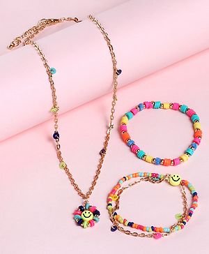 Babyhug Free Size Neck Piece & Bracelet Set- Multicolor