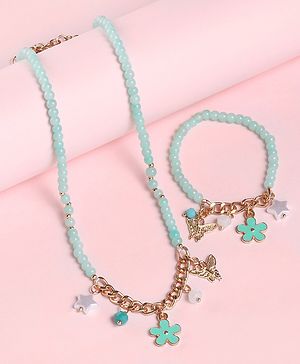 Babyhug Free Size Neck Piece & Bracelet Set- Mint Green