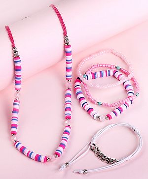 Babyhug Free Size Neck Piece & Bracelet Set- Multicolor