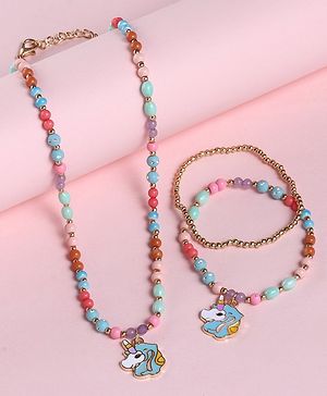 Babyhug Free Size Neck Piece & Bracelet Set- Multicolor