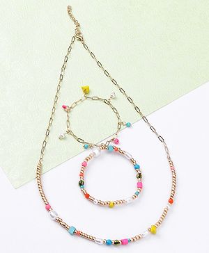 Babyhug Free Size Neck Piece & Bracelet Set- Multicolor