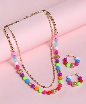 Babyhug Free Size Neck Piece & Earrings Set- Multicolor