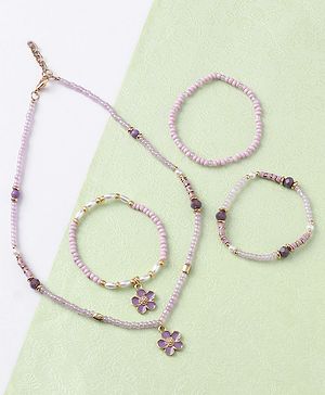 Babyhug Free Size Neck Piece & Bracelet Set- Purple