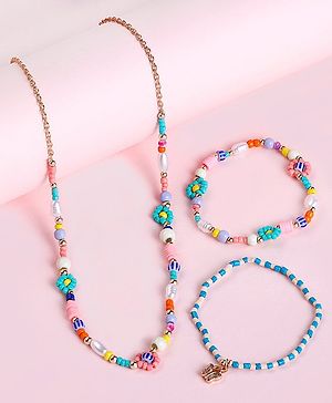 Babyhug Free Size Neck Piece & Bracelet Set- Multicolor
