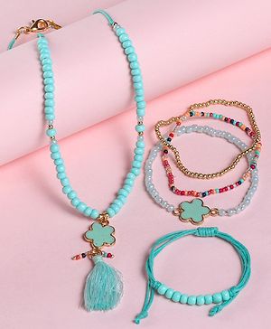 Babyhug Free Size Neck Piece & Bracelet Set- Blue
