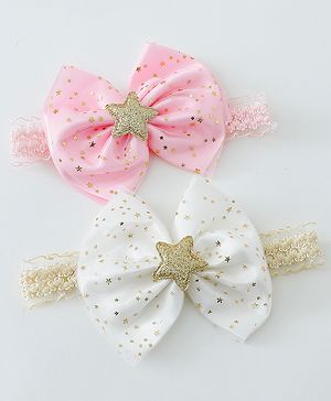 Babyhug Free Size Head Band with Bow Applique  Set of 2 - Multicolour