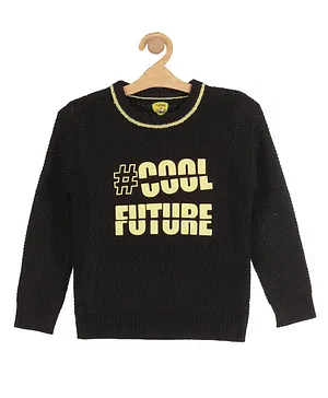 Lil Lollipop Full Sleeves Cool Future Printed Pullover Sweater - Black