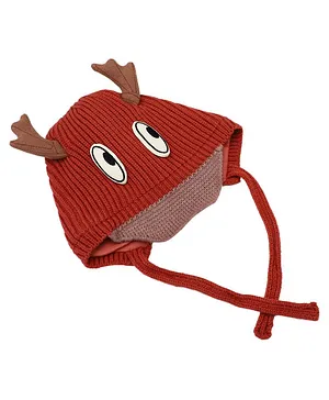 Kid-O-World Cow Eyes Patch Cap With Strings - Maroon