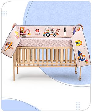 Babyhug Cotton Cot Bumper Vehicle Print -Multicolor