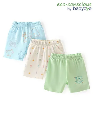 Babyoye Eco-Conscious 100% Cotton with Eco Jiva Finish Boat Print Shorts - Blue