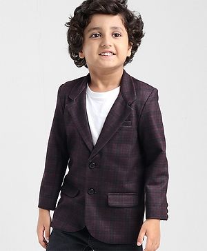 Babyhug Woven Full Sleeves Check Blazer - Red
