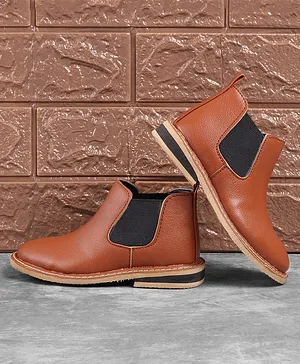 Jazzy Juniors Glossy Finish Party Wear Boots - Tan Brown