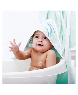 Fancy Fluff Bamboo Cotton Baby Hooded Towel - Green