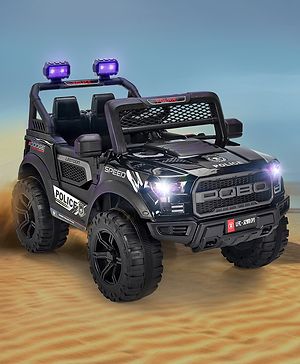 Babyhug Battery Operated Police Ride On Jeep With Lights and Music - Black