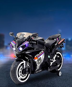 Babyhug Police Battery Operated Ride on Bike With Music & Light - Black