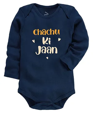Zeezeezoo Full Sleeves Family Theme Chachu Ki Jaan Printed Onesie - Navy Blue
