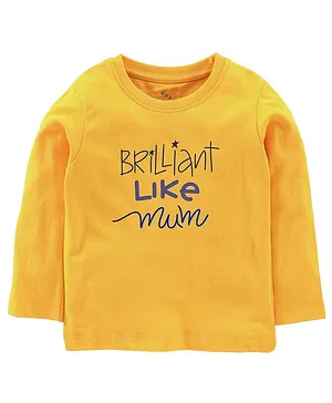 Zeezeezoo Full Sleeves Family Theme Brilliant Like Mum Printed T Shirt - Yellow