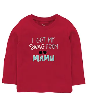 Zeezeezoo Full Sleeves Family Theme Swag From Mamu Printed T Shirt - Red