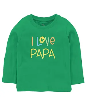 Zeezeezoo Full Sleeves I Love Papa Printed Tee - Green