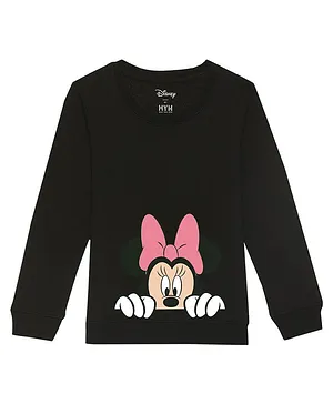 Disney By Wear Your Mind Full Sleeves Minnie Mouse Featured Sweatshirt - Black