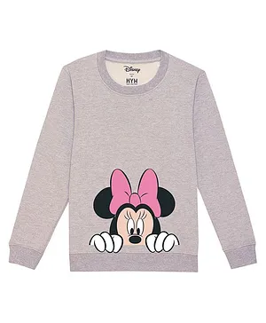 Disney By Wear Your Mind Full Sleeves Minnie Mouse Featured Sweatshirt - Grey