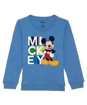 Disney By Wear Your Mind Full Sleeves Mickey Mouse & Text Printed Sweatshirt - Royal Blue