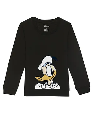 Disney By Wear Your Mind Full Sleeves Mickey Mouse & Friends Featuring Donald Duck Printed Sweatshirt - Black