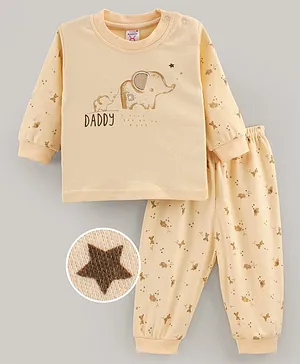 Pink Rabbit Full Sleeves T-Shirt And Lounge Pant - Yellow