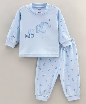 Pink Rabbit Full Sleeves T-Shirt And Lounge Pant - Blue
