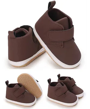 Little Hip Boutique Anti Skid Solid Booties - Brown