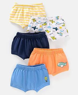 Babyoye Cotton Boxers Airplane Print Pack of 5 - Multicolor