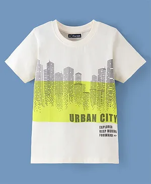 Pine Kids 100% Cotton Biowashed Half Sleeves T-Shirt Text Print- White