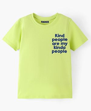 Pine Kids Half Sleeves Bio washed Text Print T-Shirt - Green