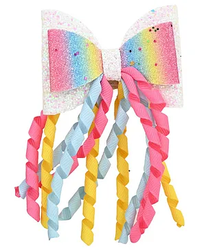 Aye Candy Layered Glitter Bow Embellished Dangler Hair Clip - Multi Colour
