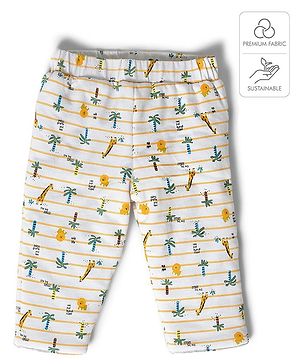 Mi Arcus 100 % Cotton Woven 2L Muslin Reversible Striped Pants - Off White & Olive Green