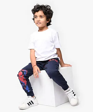 Nap Chief 100% Cotton Full Length Marvel Avengers Super Heroes Featuring Spider Man Printed Joggers - Navy Blue