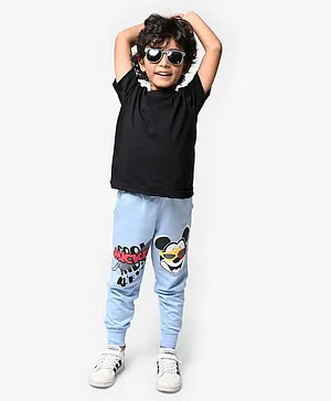 Nap Chief 100% Cotton Full Length Mickey Mouse Featuring mickey With Sunglasses Printed Joggers - Light Blue