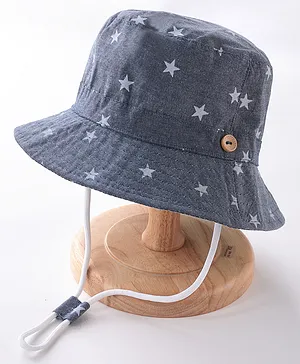 Bonfino Bucket Hats Free Size Star Print  - Navy Blue