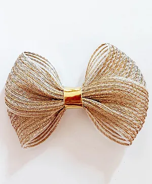 Angel Creations Jute Layered Bow Embellished Hair Clip - Golden