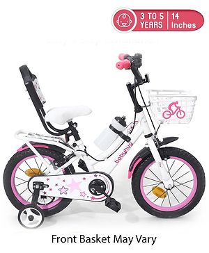 Babyhug Speedy Bicycle With Bell - Pink White| Storage Basket| Durable Brake