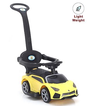 Babyhug 3 in 1 Manual Push Ride on Car with Parent Push Handle - Yellow