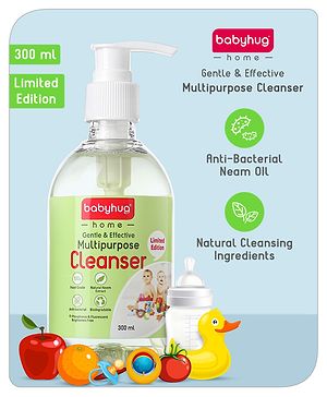 Babyhug Home All Purpose Neem Oil Cleanser for Baby-Safe Cleaning  300ml | Multipurpose Surface Cleaner for Toys & Floors | kills 99.9% Germs | Anti- Bacterial | Natural | Phosphorus Free