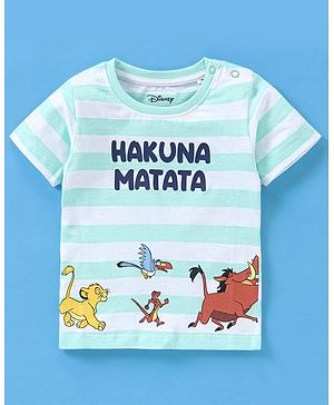 Babyhug Cotton Knit Half Sleeves Hakuna Matata Print T-Shirt - Blue
