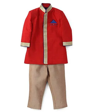 Robo Fry Full Sleeves Jacket And Pants - Red Beige