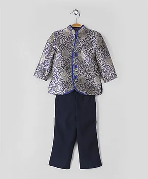 Babyoye Full Sleeves Sherwani With Pants - Blue