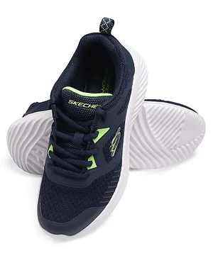 Skechers Bounder Casual Shoes with Lace Up Closure - Navy Lime