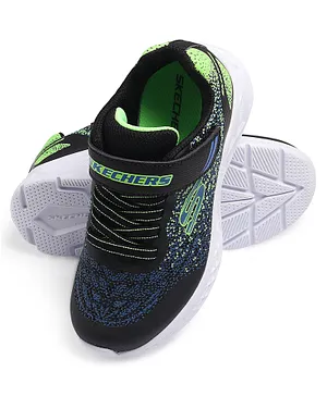 Skechers Microspec II Casual Shoes with Velcro Closure -Black Blue Lime