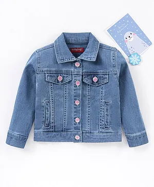 Babyhug Full Sleeves Denim Jacket Solid -  Light Blue